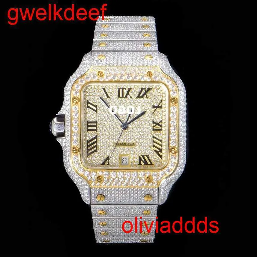 High Quality Fashion Iced Out WatchesMens Wrist Luxury Round Cut Lab Gr DDGU YXE5