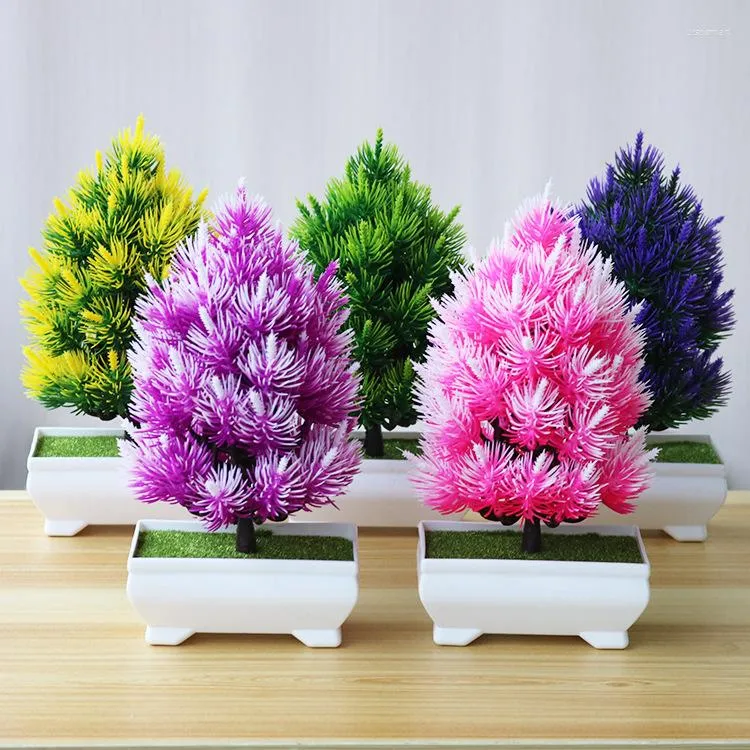 Decorative Flowers 14x22cm Artificial Christmas Pine Tree Plants Bonsai Home Garden Bedroom Balcony Party Desktop Decor Fake Potted