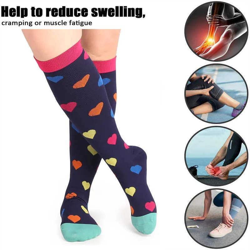 5 st Socks Hosiery 48 Style Compression Socks 2030 mmgh Bäst för åderbråck Athletic Medical Nurse Running Flight Travels Stocking Men Women Z0221