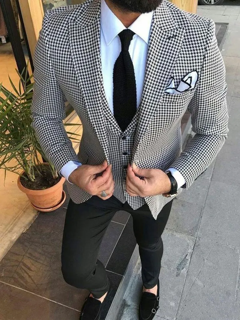 Custom Made Men Suits One Button Groom Tuxedos Peak Lapel Groomsmen Wedding/Prom/Dinner Man Blazer Jacket Pants Vest w878