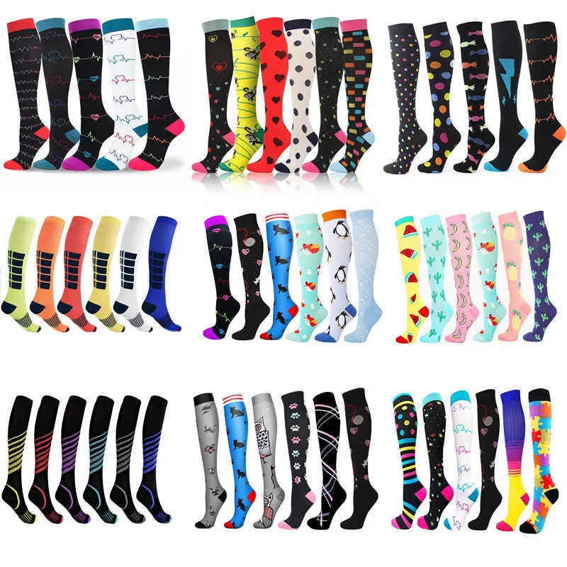 5pc Socks Hoseny Dropship Kompressionssocken Großhandel Socken Männer Frauen Fußball -Socken Sport unisex Outdoor -Laufdruckstrümpfe Fitness Socken Z0221