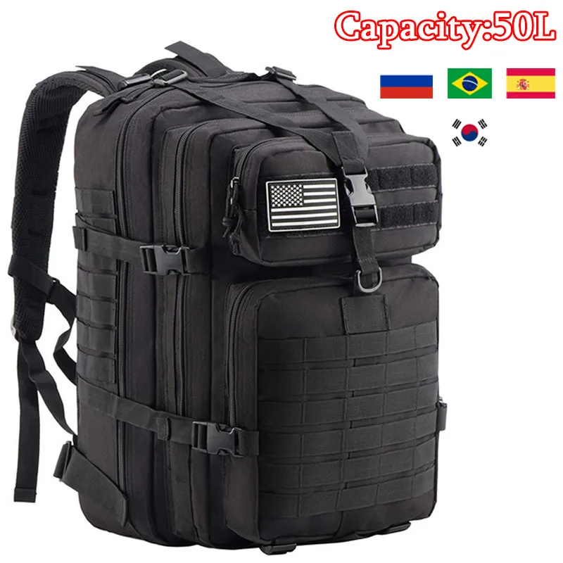 Sacs de plein air 50L Hommes Militaire Tactique Sac À Dos Étanche Grande Capacité Sport Randonnée Camping Chasse Trekking Sacs À Dos 230222