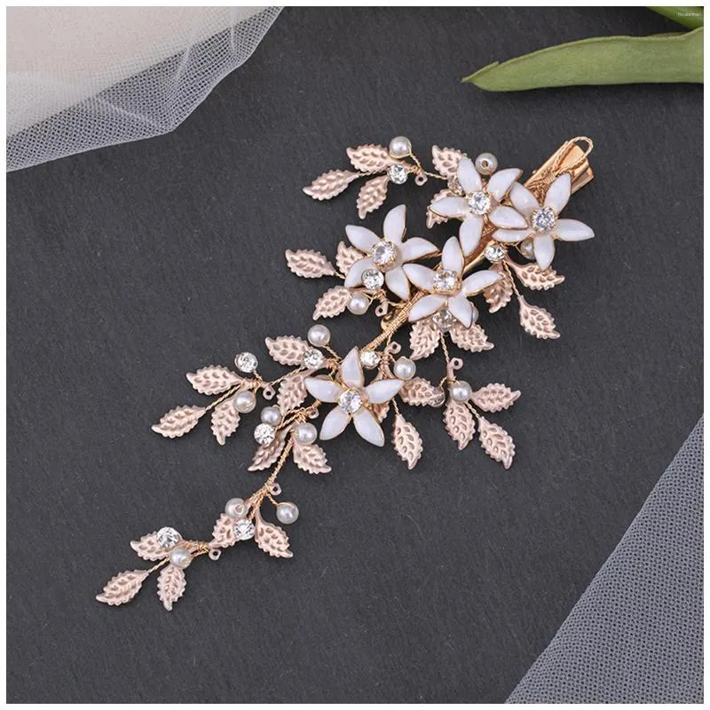 Tocados, pasadores de pelo Vintage, accesorios para mujer, Clips de boda, joyería, Clip de flor de diamantes de imitación, tocado