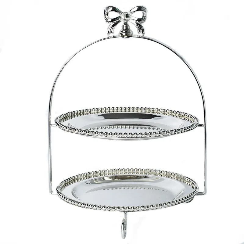 Organização de armazenamento de cozinha Moda 2/3 camadas de bolo de metal de ouro/prata Bandejas decorativas Bandejas de doces bares accesorios rack dgp0103