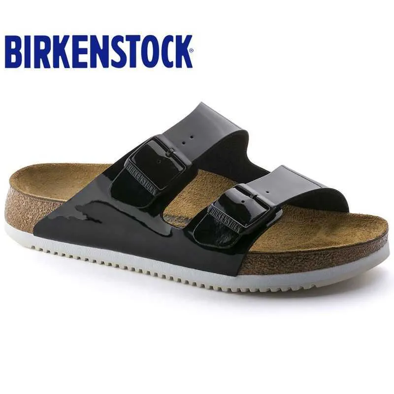 Pantoufles allemandes de styliste Birkinstocks, sandales à deux boutons en liège, semelle en caoutchouc antidérapante professionnelle Arizona, fabriquées en allemagne