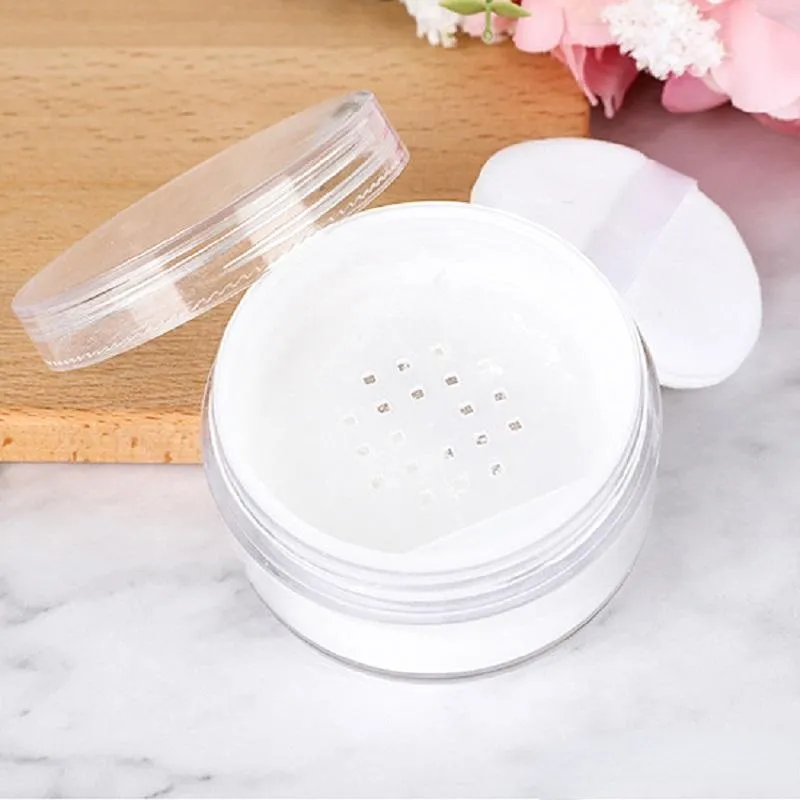 20g/50g Empty Travel Powder Case Clear Plastic Cosmetic Jar Make-up Loose Powder Box Case Container Holder with Sifter Lids and Powder Puff