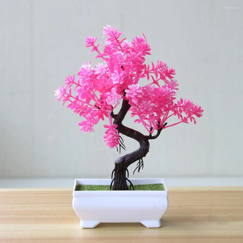 Decorative Flowers 24cm Great Lucky Artificial Plants Shelves Bonsai Pots Fake Tree Vases Home Garden Ornament Decor For Bedroom Planter