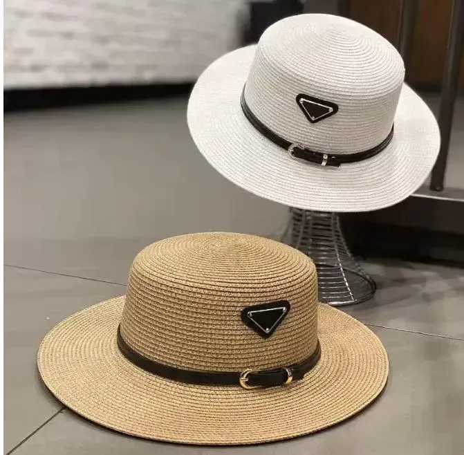 Pra Da Womens Designer Straw Hat Flat Top Hat High Quality Ladies