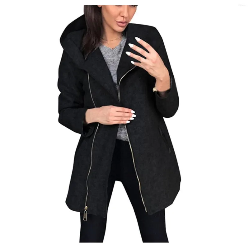 Jackets feminino Ladies Casaco de bolso quente de bolso zíper e jaqueta de lã de lã de jackoded suéter de moda de inverno fêmea acolchoada de algodão