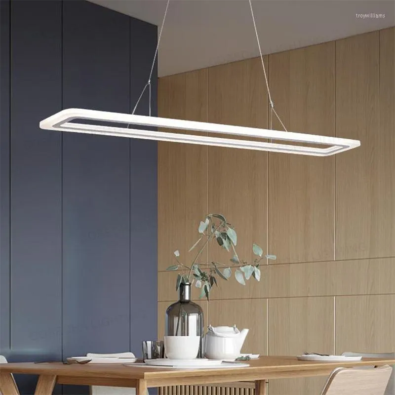 Pendant Lamps Modern Minimalist Rectangular LED Office Chandelier Restaurant Light Front Desk El Study