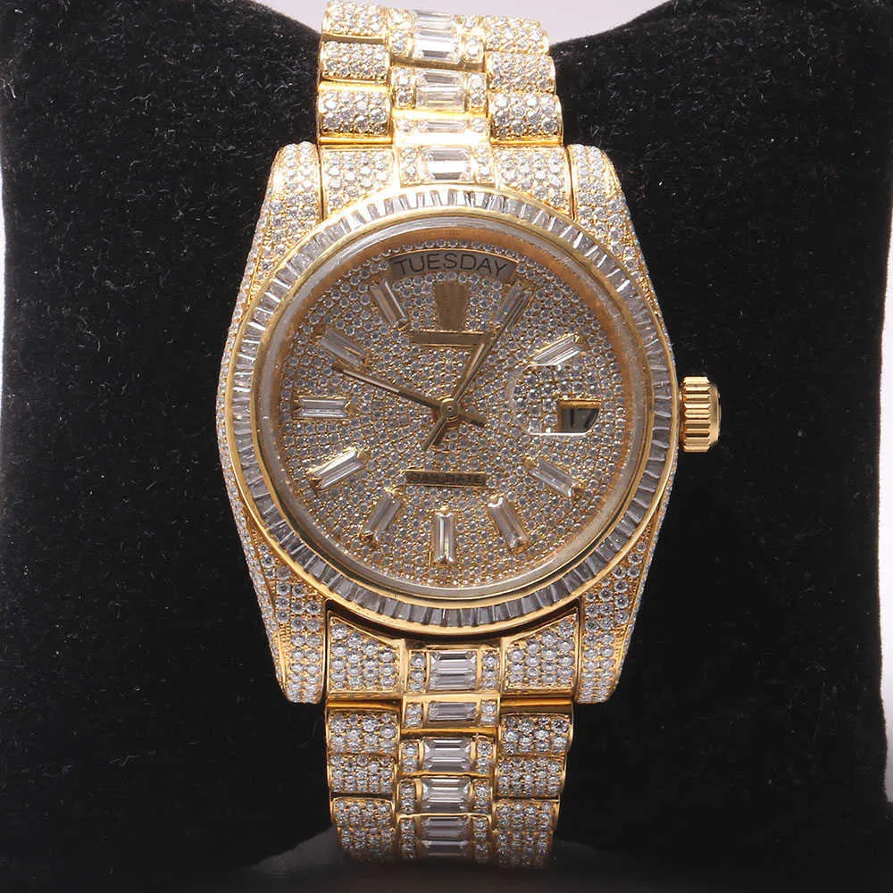 Iced Out Hip Hop Watch Luxury Gold Silver Diamond Wristwatch for Men,  Custom Style, New Arrival Buy Now!