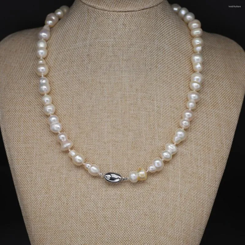 Tour de cou blanc perle collier de perles gourde naturel Baroque perlé argent couleur chaînes pour femmes bijoux accessoires fête cadeau