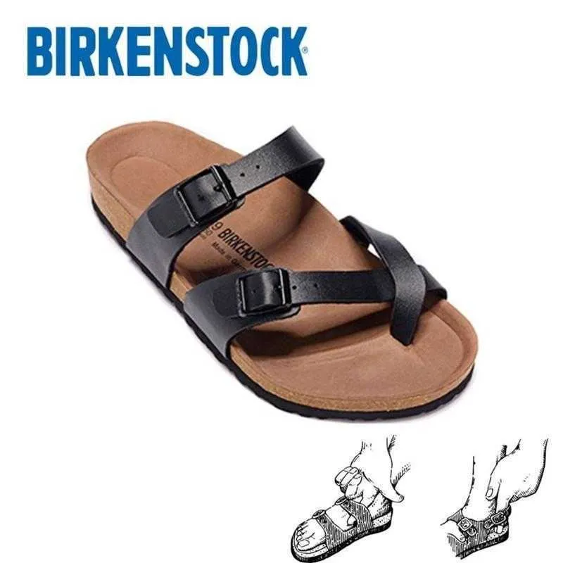 Pantofole tedesche Designer Birkinstocks Scarpe da donna Pantofole in sughero Fascia larga a punta incrociata Sandali da uomo Tacchi piatti da spiaggia EPCE