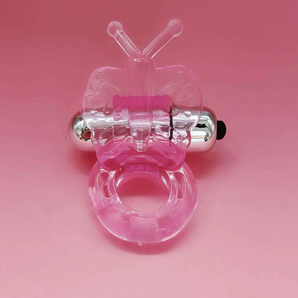 Anello vibrante a farfalla per massaggiare il clitoride, ritardare l'eiaculazione, giocattoli sessuali per adulti per l'uomo_voghion.com