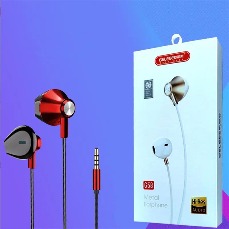 Extra Bass Drive-by-Wire headsets headphones Earphone In-Ear Direct Plug Computer Cellphone Sports Belt Microphone Earbuds Gaming Wired Headset with retail package