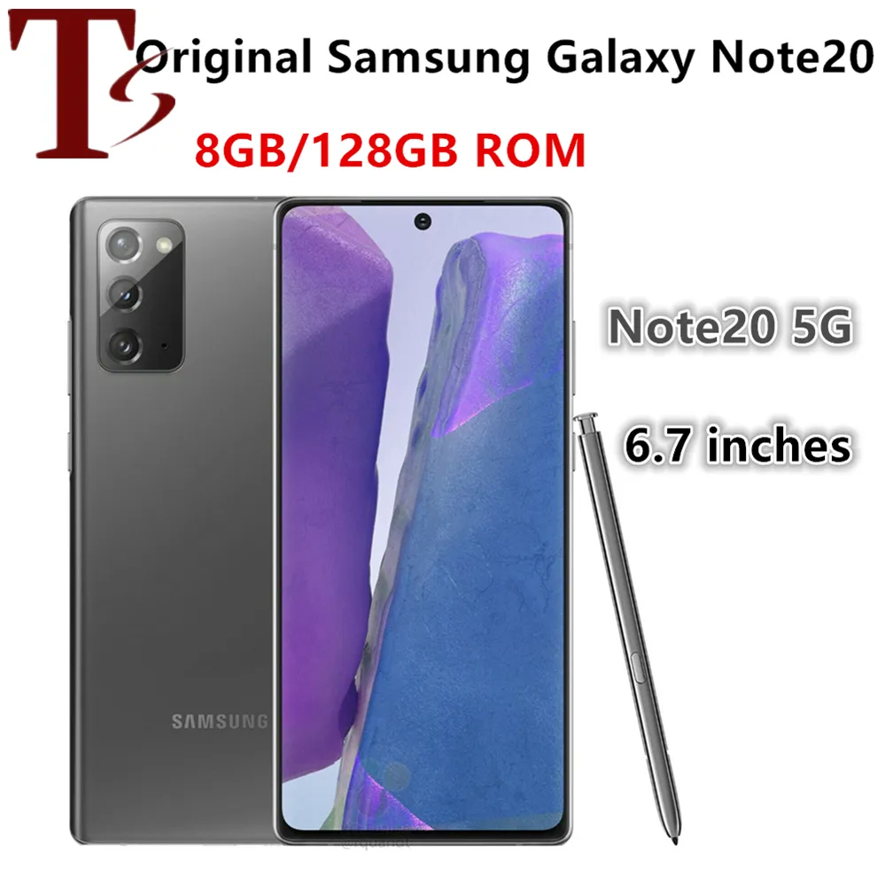 Samsung Galaxy Note20 Note 20 5G N981U1 6.7 8GB RAM 128GB ROM OCTA CORE SNAPDRAGON 865PLUS NFCオリジナルロック解除携帯電話フリーエクスプレス