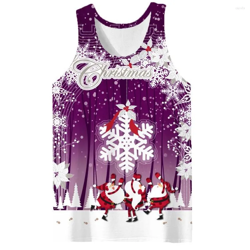 Hommes débardeurs KYKU marque haut de noël hommes année Ftness vêtements père noël Singlet flocon de neige gilet sans manches chemise vêtements