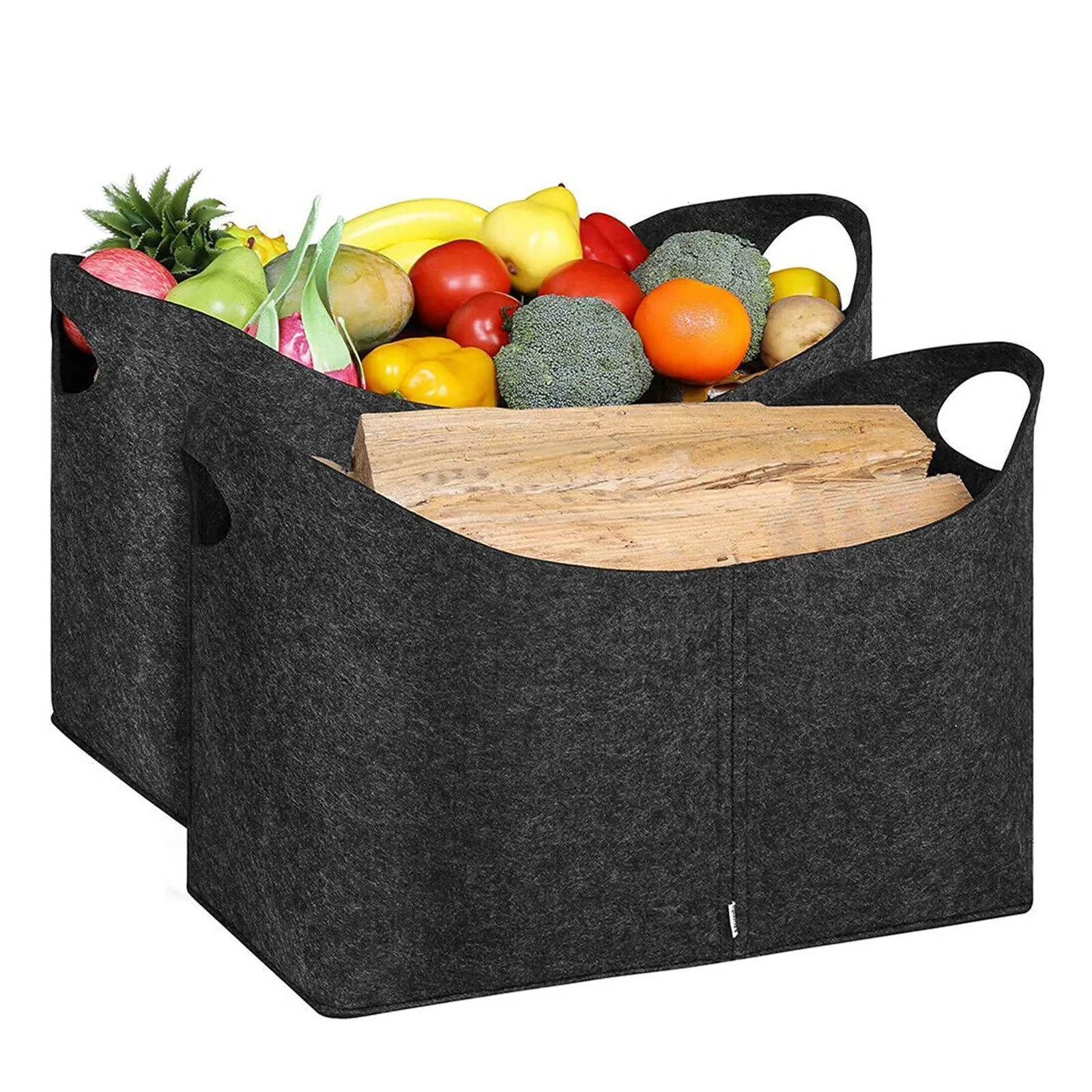 Other Housekeeping Organization 1pc Felt Storage Bag Fireplace Wood s Fruit Vegetable Basket Rack Firewood Pocket Home s Holder 230221