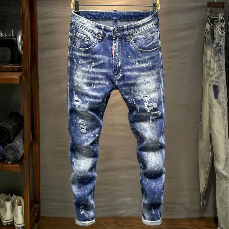 2023 Nieuwe jeans heren luxe ontwerper denim jeans gescheurd broek motorfiets broek herenkleding groothandel