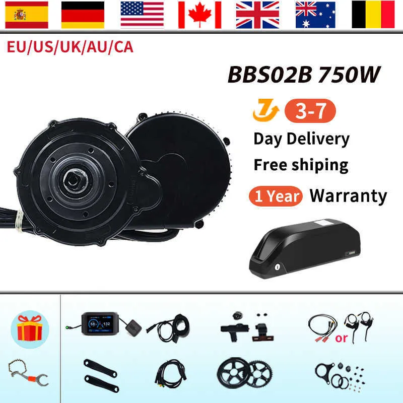 Bafang Motor 750W 48V BBS02 BBS02B Mid Drive Elect Motor Ebike Комплект в комплекте с батареей 48 В 52 В 20AH 8FUN MID Drive Двигатель