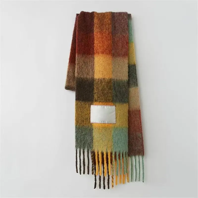 Scarves Women Sacrf Cashmere Winter Scarf Scarves Blanket Type Colour Chequered Tassel with logo261F