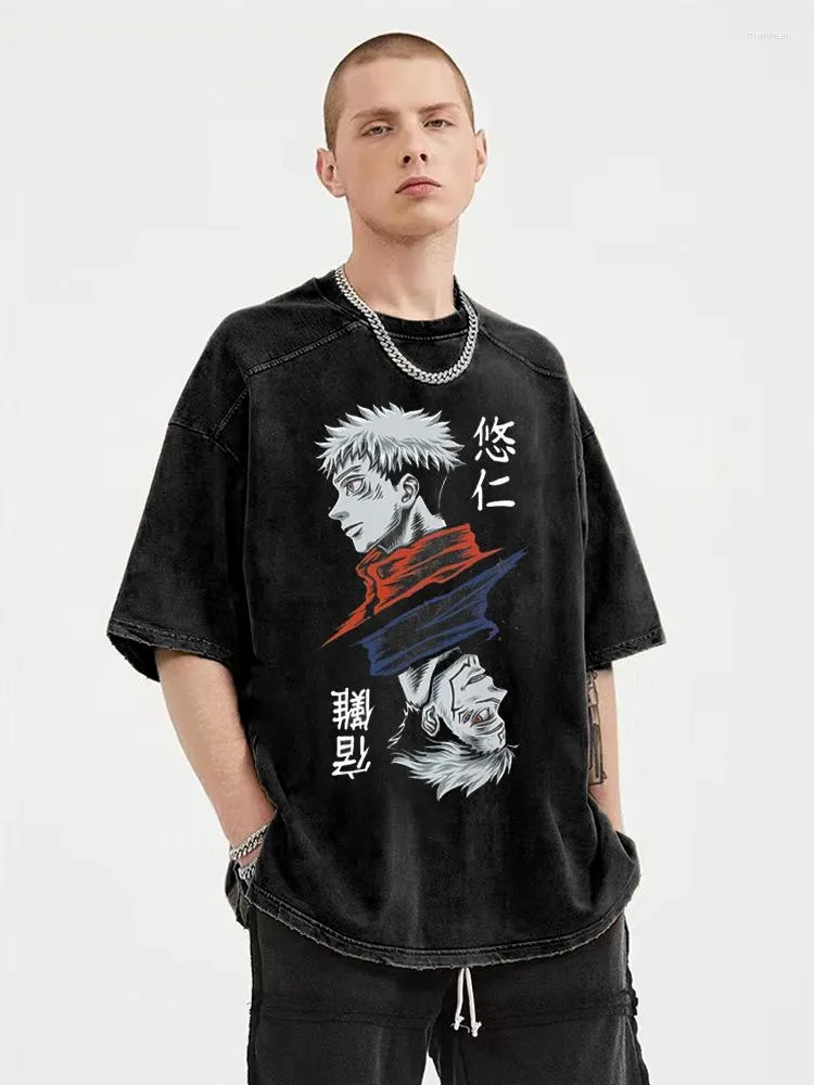 Hommes T-shirts Hip Hop Chemise Hommes 2023 Streetwear Imprimer Anime T-shirt Harajuku Été Printemps Tops T-shirts À Manches Courtes Coton Noir T-Shirt