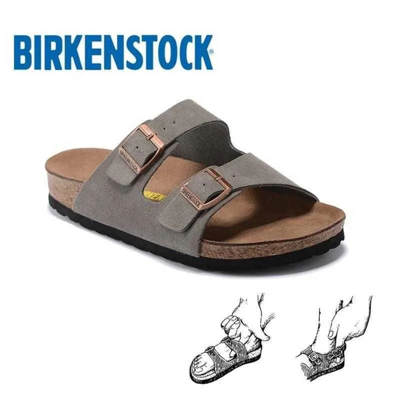 Pantofole tedesche Designer Birkinstocks Boken Scarpe da uomo in estate Arizona Scarpe da donna Boken Sandali in sughero Scarpe da spiaggia con tacco piatto II10