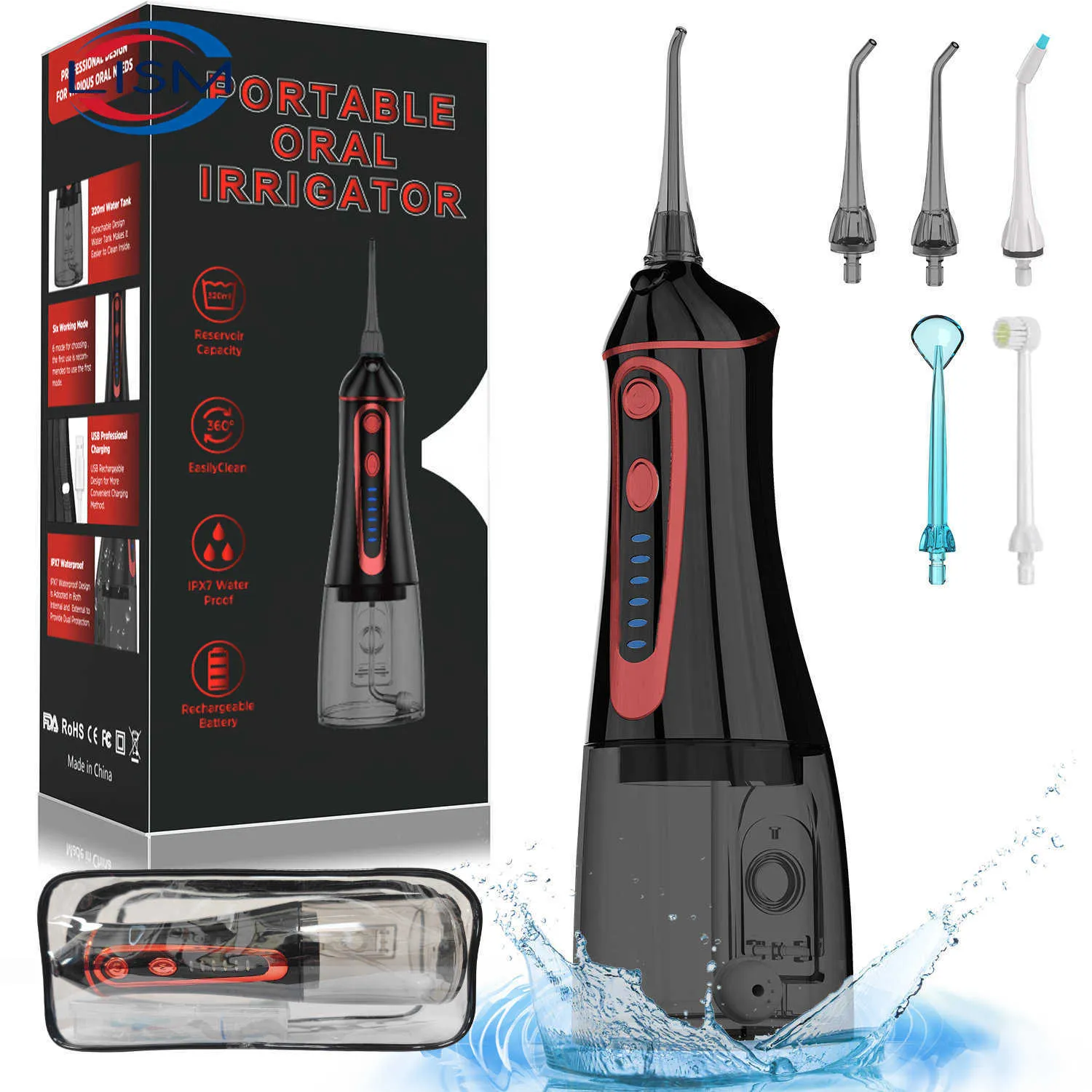 Oral Irrigator USB Rechargeable Water Flosser Portable Dental Water Jet 300ML Water Tank Waterproof Teeth Cleaner 230202