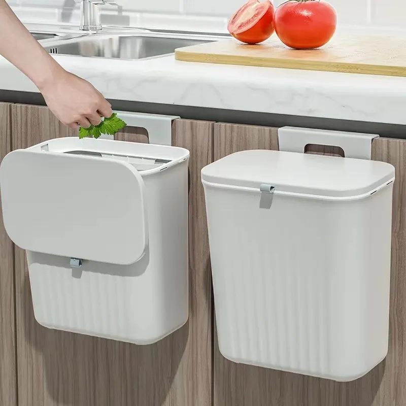 Bidoni per rifiuti Bidone della spazzatura sospeso a parete Bidone della spazzatura da cucina Bidone della spazzatura Porta dell'armadio Pattumiera del bagno con coperchio Bidone della spazzatura Bidoni da banco Pattumiera 230221