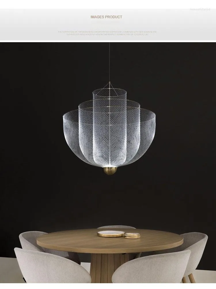 Pendellampor nordiska designer järnnät geometriska vardagsrum mattor enkla moderna kreativa lampor