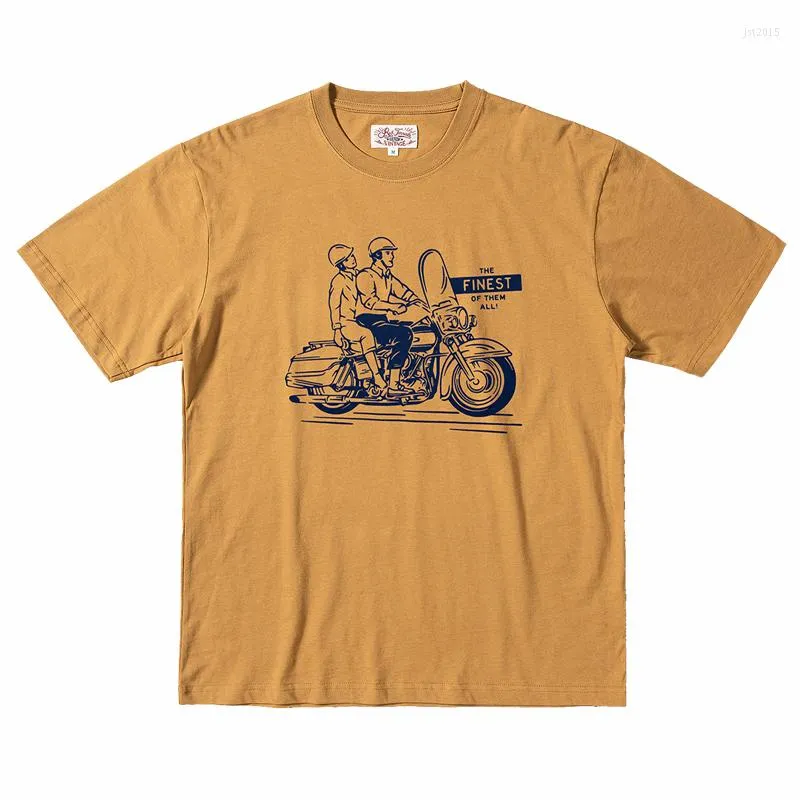 Herr t-skjortor röd cyklisttryck t-shirts sommar ridning motorcykel retro kort hylsa tee