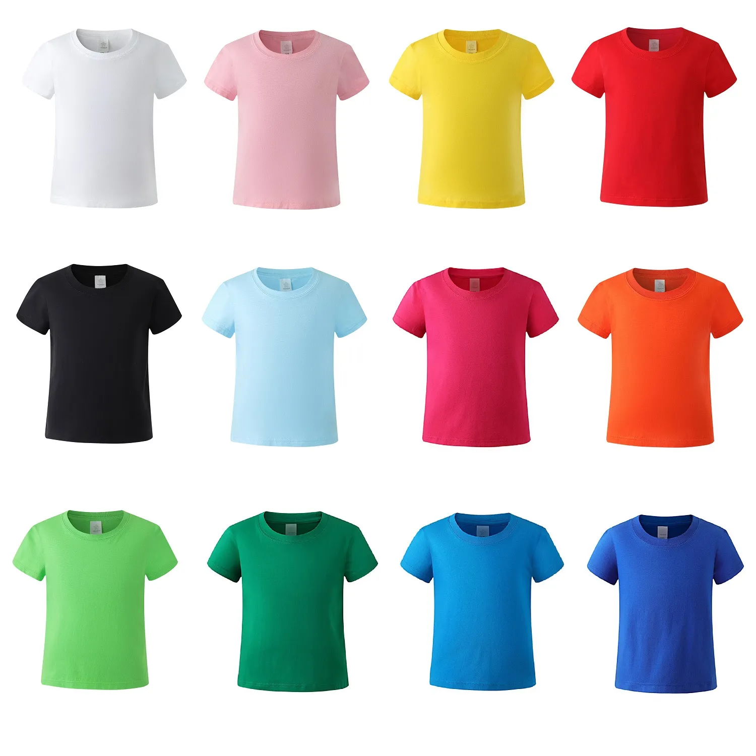 Kinder-T-Shirts, Unisex, 100 % Baumwolle, ohne Etikett, Kurzarm, Rundhalsausschnitt, 200 g gekämmte Baumwolle, T-Shirts für Babys, Kleinkinder, Jungen und Mädchen. Blanko-T-Shirts für Sublimation