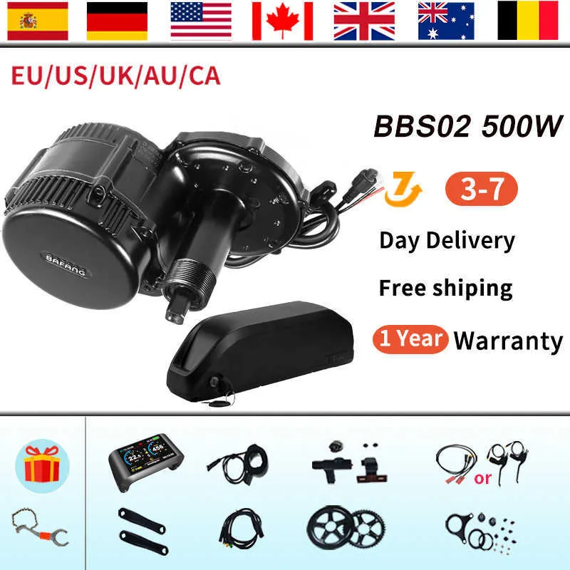 Bafang Motor BBS02B BBS02 48V 500W Orta Tahrik Motoru 8fun Elektrikli Bisiklet Dönüşüm Kiti 48v20AH 52V20AH 18650 EBIKE PULL