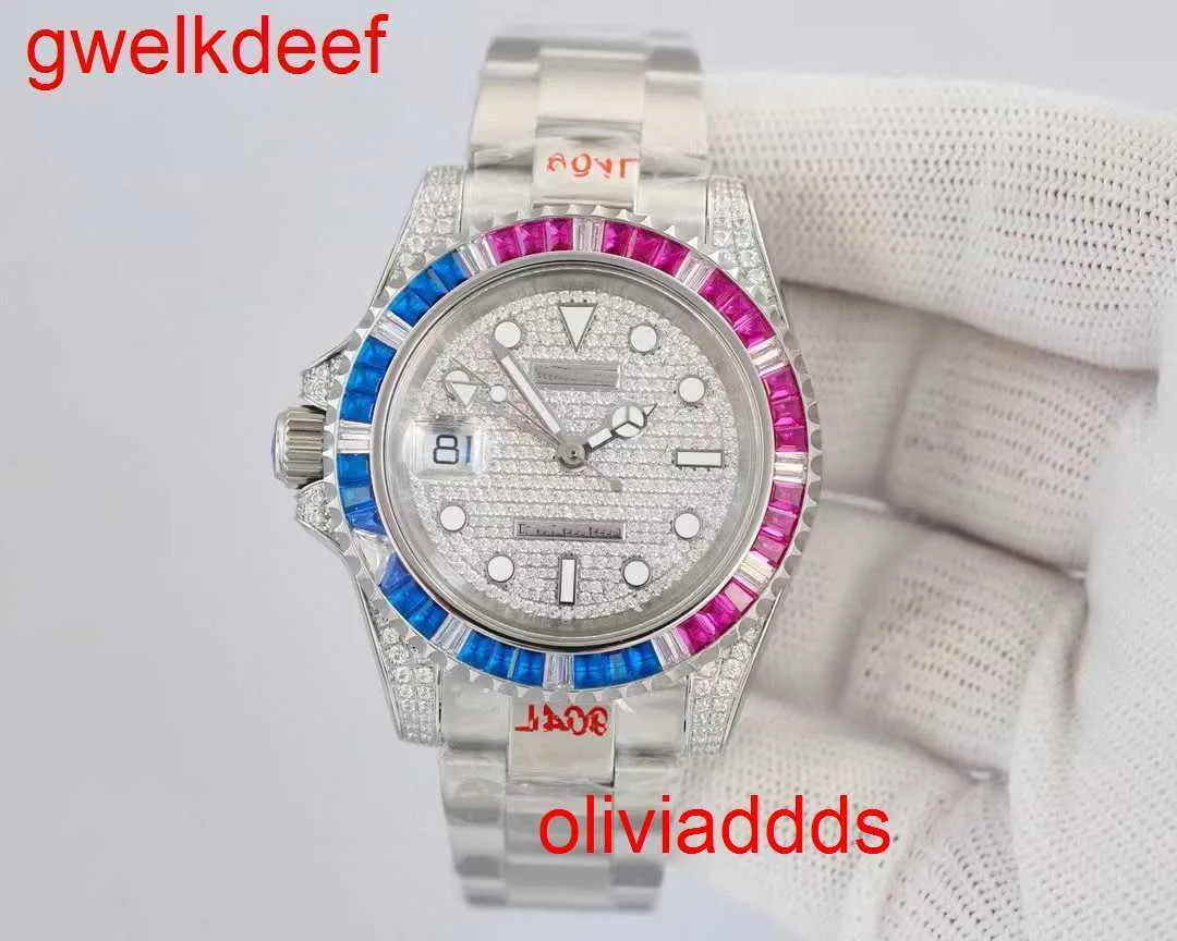 Hoogwaardige mode Iced Out Out Watchesmens Pols Luxury ronde Cut Lab Gr Ddgu WNKB