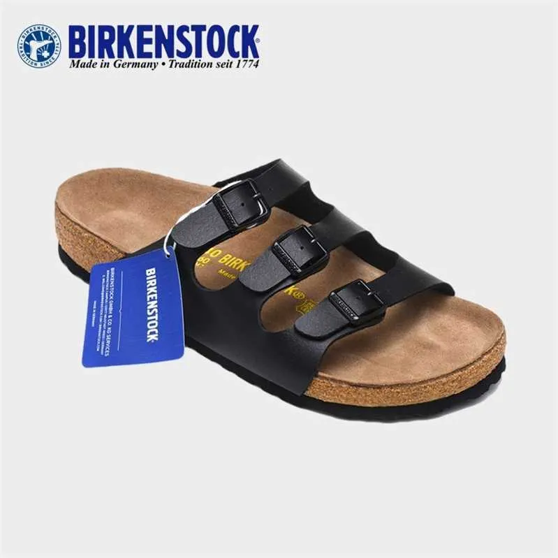 Designer Birkinstock Slippers Outlet Boken Cork Slippers Men's Shoes Women's Florida Leather Three-button Beach Sandals