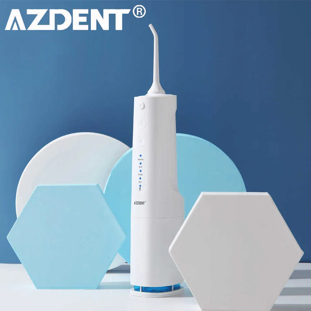 Azdent Irrigador oral 4 Modos USB Recarregável aquática FLOSSOR DENTAL DE DENTES PORTÁTIL DE DERATH MELUTELENTES 280ml Tanque de água 230202