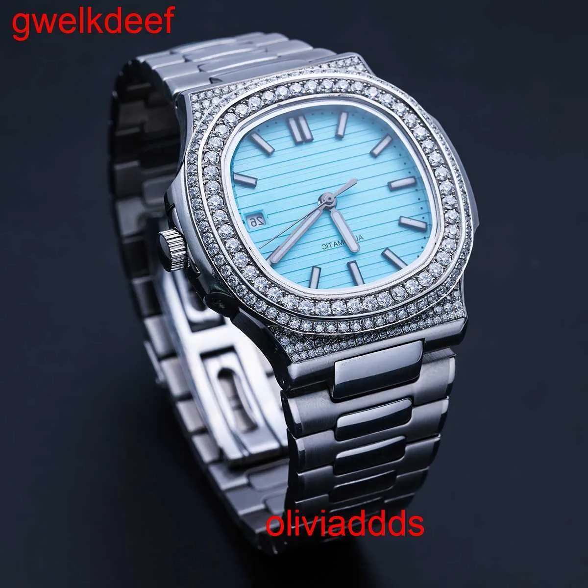 High Quality Fashion Iced Out WatchesMens Wrist Luxury Round Cut Lab Gr DDGU OWD6