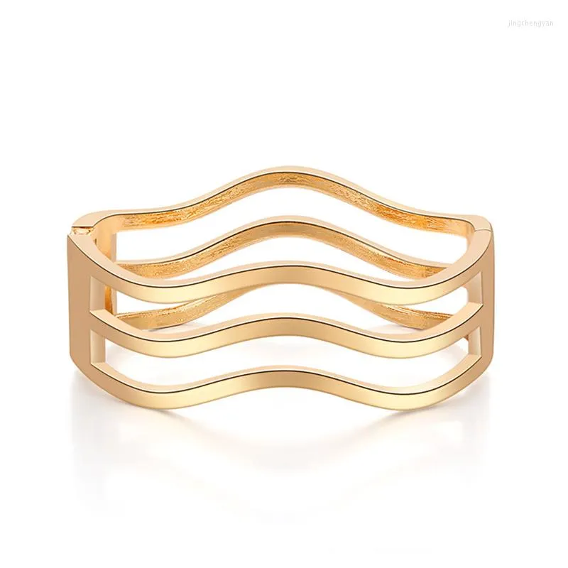 Bangle 2023 Moda Lega Metallo Geometria Scava Fuori I Braccialetti Per Le Donne Forma D'onda Gioielli Eleganti Bijoux