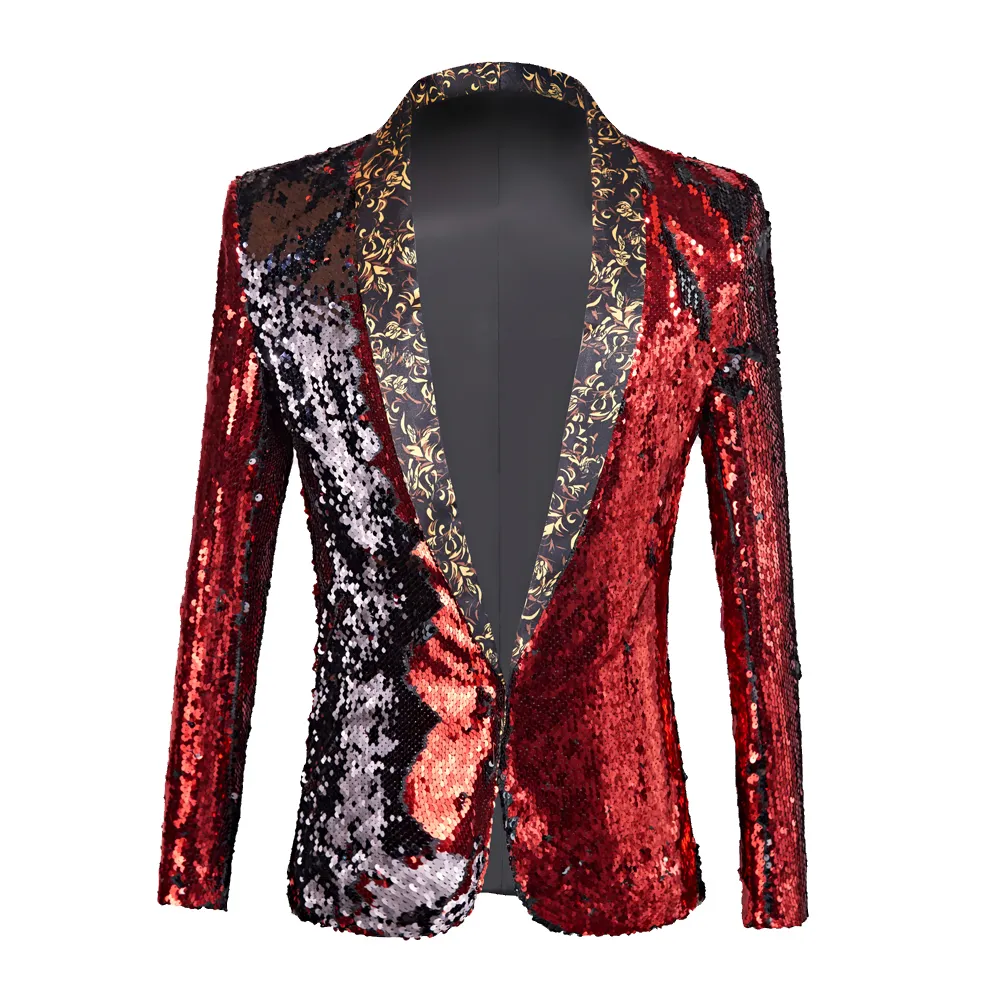 Trajes de hombre Blazers Chaqueta decorada brillante para Night Club Graduation Homme Cost Sequin DJ Black 230222