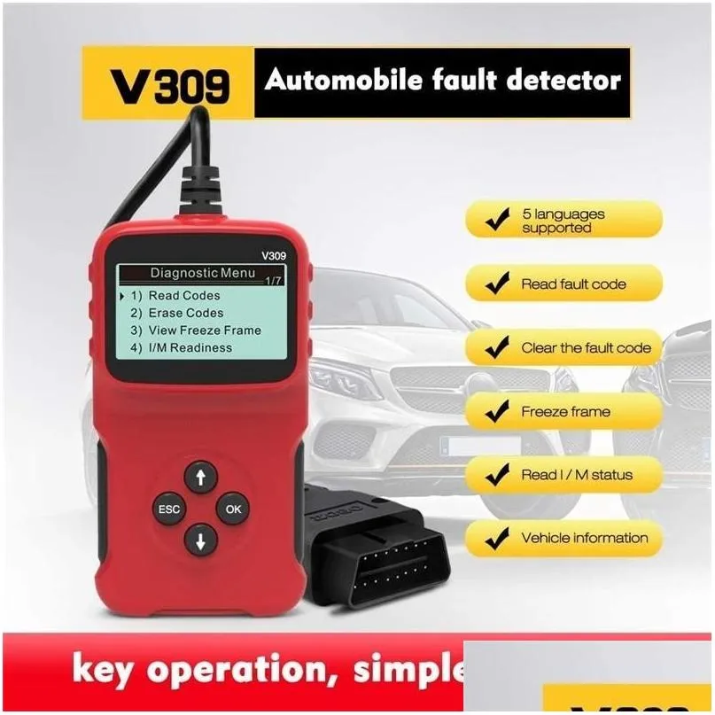 Leitores de c￳digo Sc￣o Tools V309 OBD2 OBDII AUTO DOIGNOTIC SCANNER Scanner Handheld Fault Repair Ferramenta de reparo Universal Drop Delivery Auto dhv1y