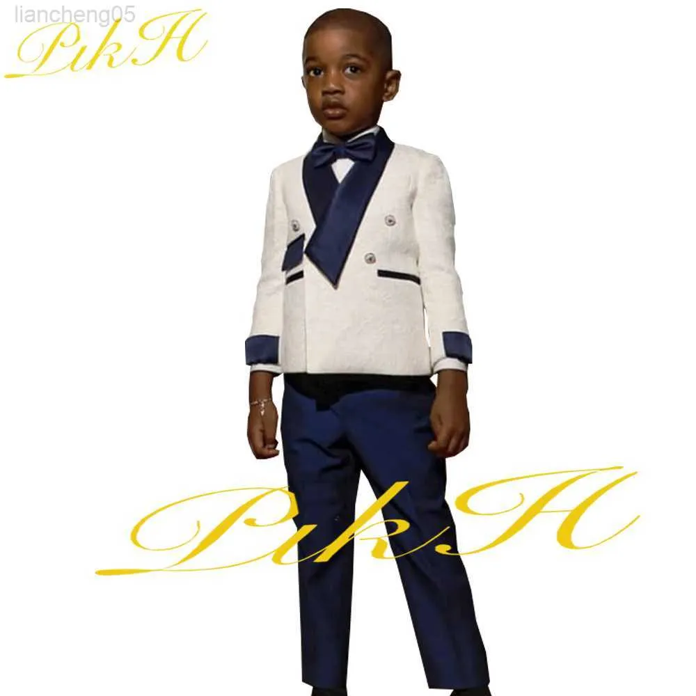 Ensembles de vêtements pour garçons, costume 2 pièces, veste blanche, pantalon, fête florale, smoking de mariage, coupe cintrée, blazer personnalisé pour enfants W0222