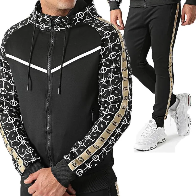 Men's Suits Spring And Autumn Men Women Collared Sports Leisure Suit With Hoodie Set Long Sleeve Printed Running Fitness Clothes