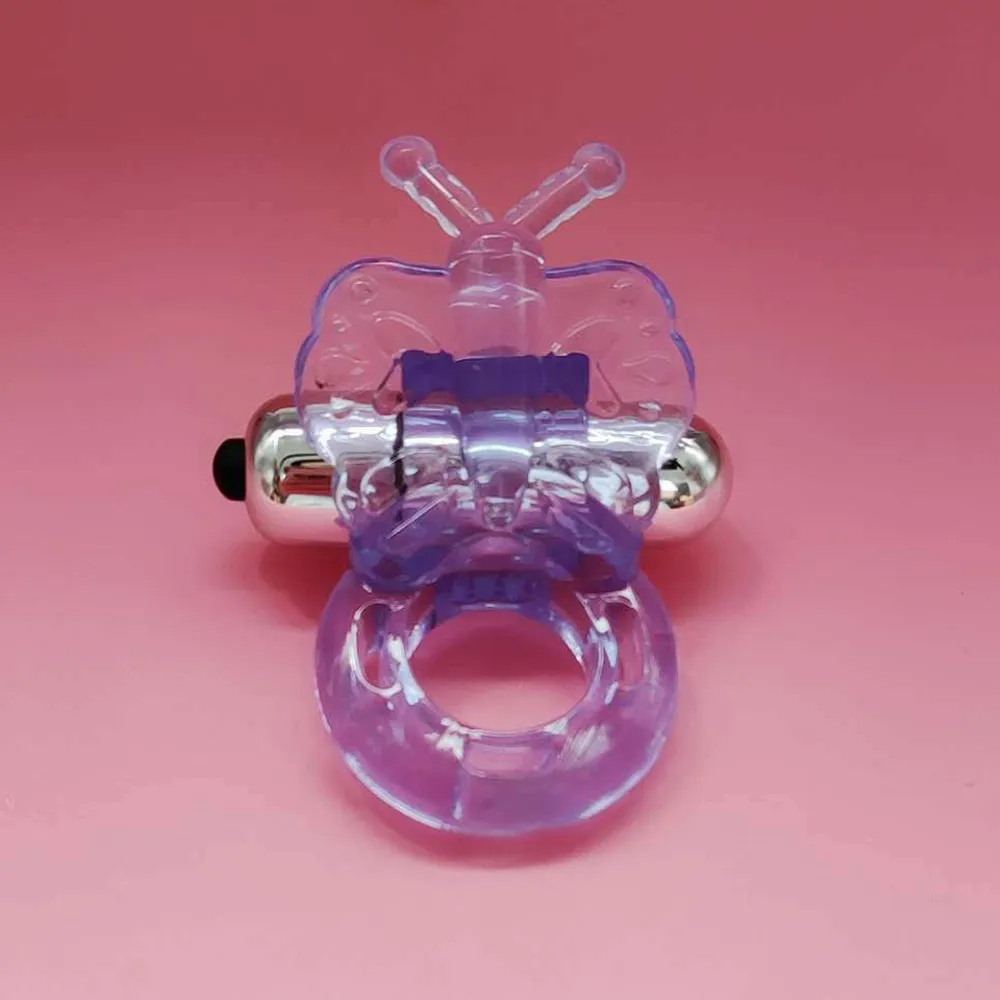 Anello vibrante a farfalla per massaggiare il clitoride, ritardare l'eiaculazione, giocattoli sessuali per adulti per l'uomo_voghion.com