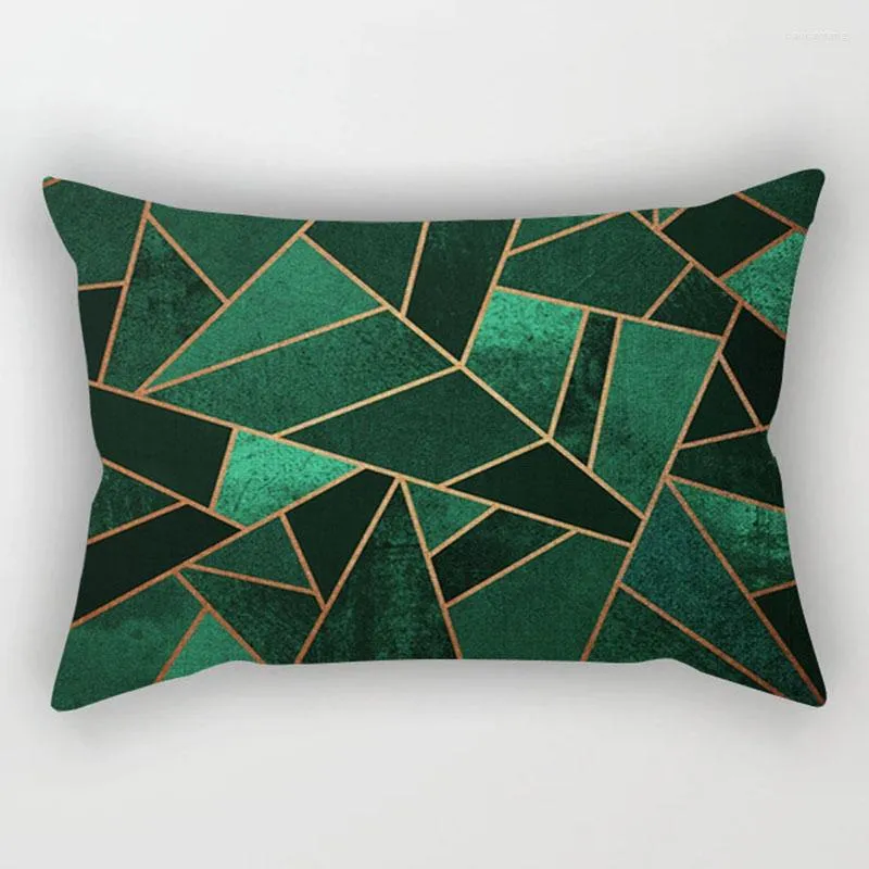 Pillow Vintage Geometric Sofa Cover European Emerald Copper Blue Pink Grey Stone Triangles Throw Case Decoration 30x50cm