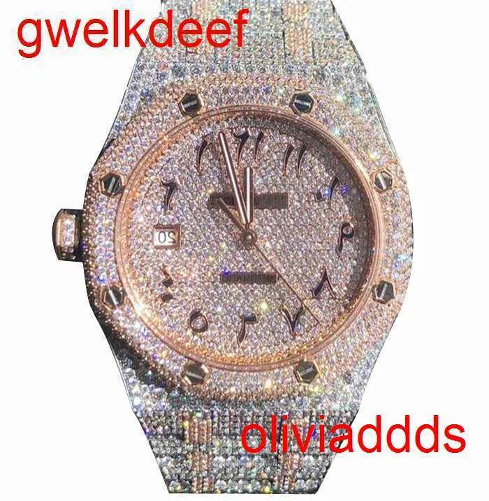 Hochwertige, modische Iced Out-Uhren für Herren, Luxus-Armbanduhr mit rundem Schliff, Lab Gr DDGU 58B6