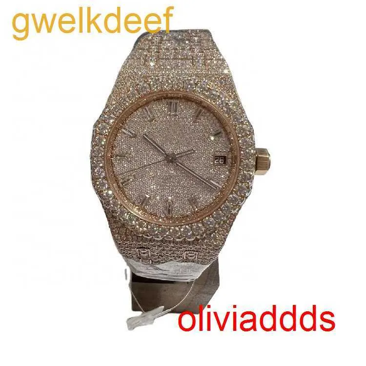 Moda de alta qualidade Iced Out WatchesMens Pulso Luxo Round Cut Lab Gr DDGU KXTJ