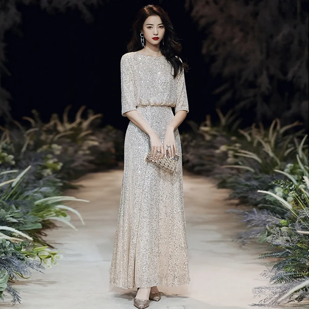 Party Dresses Prom Dress V-Neck Long A-Line Sequin Dresses Woman Party  Night Evening Dresses with 3/4 Kimono Sleeves from Dhgate Urban Sexy Dresses  - price 121.29