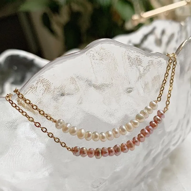 Collier ras du cou irrégulier collier de perles d'eau douce naturelles breloque de perles baroques chaîne mince en acier inoxydable collier minimaliste bijoux