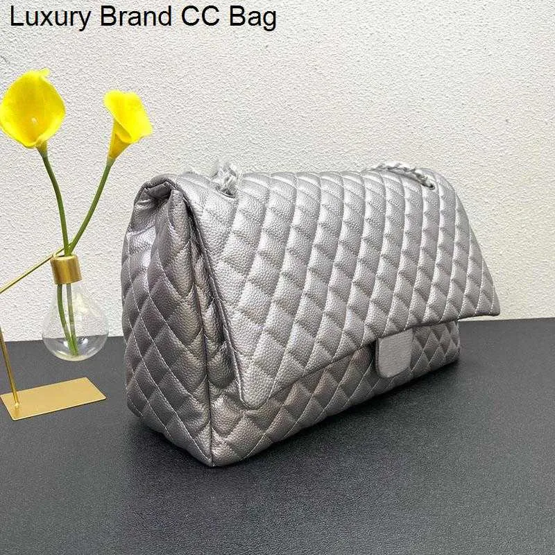 CC axelväskor 22p f/w klassisk maxi enkel klaff kaviar läder quiltade väskor kohud åldrande silve/guld köttmaskinvara matelasse kedja stor kapacitet crossbody ha