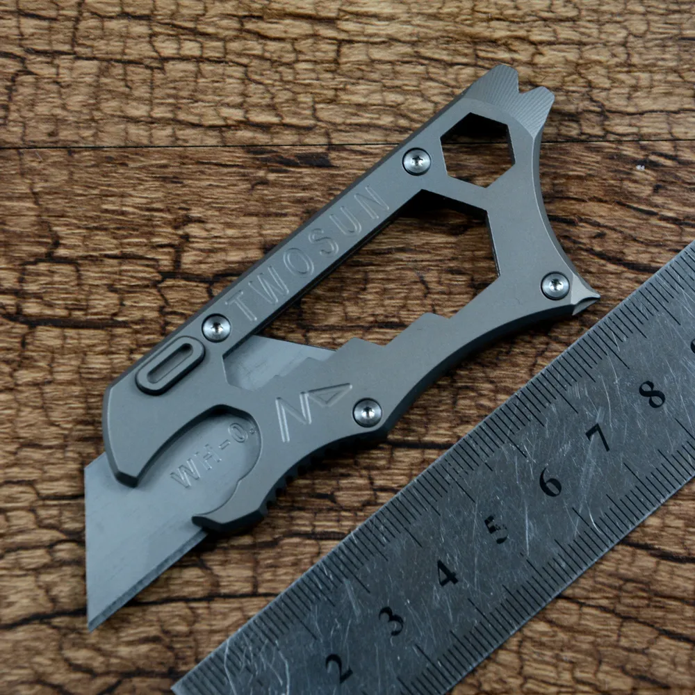 TWOSUN TS149 Schneiden Kunst Messer Utility Multifunktionale Carbon Stahl Klinge Multi-tools TC4 Titan Griff EDC